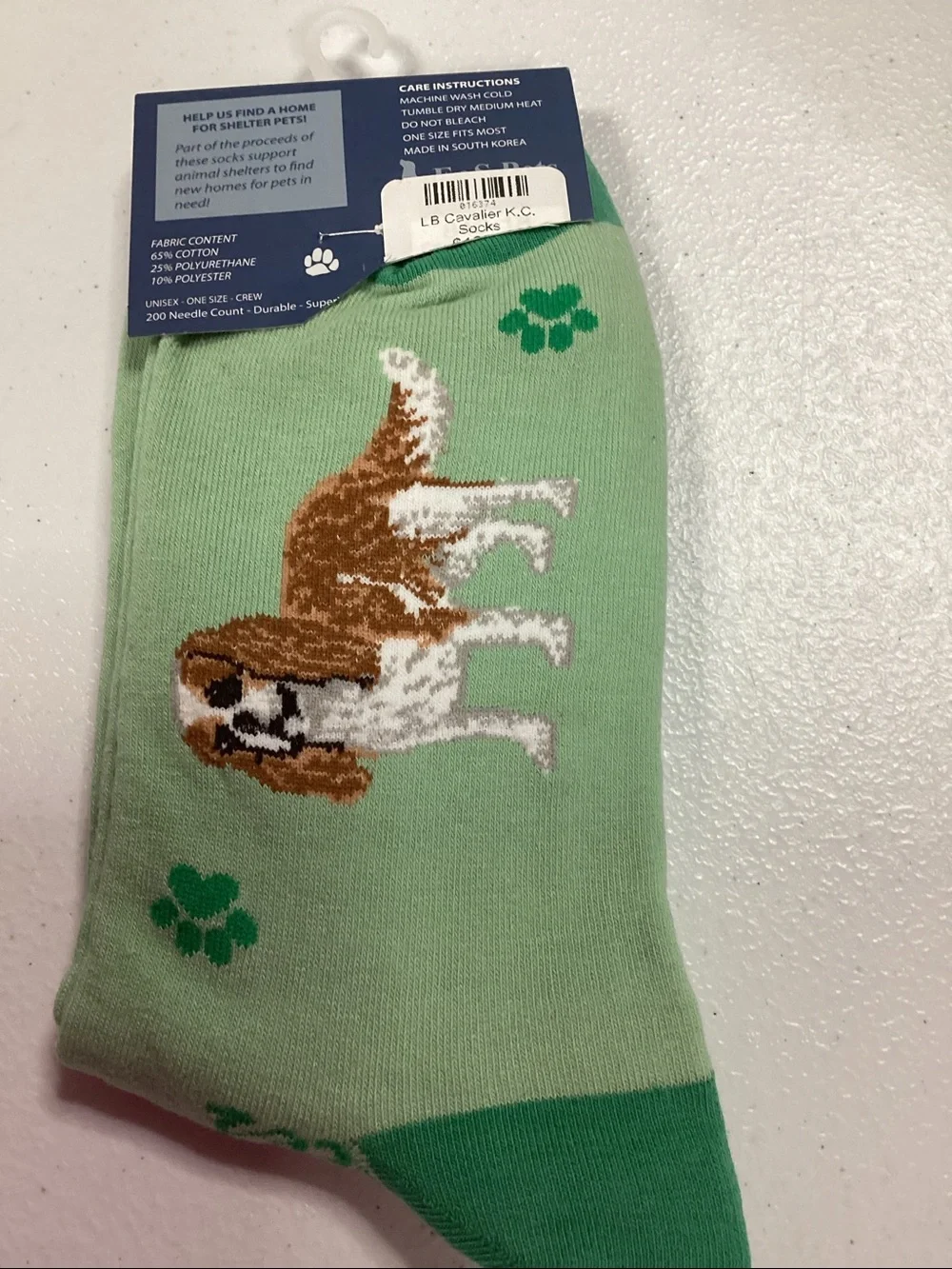 Green Cavalier King Charles Dog Graphic Socks